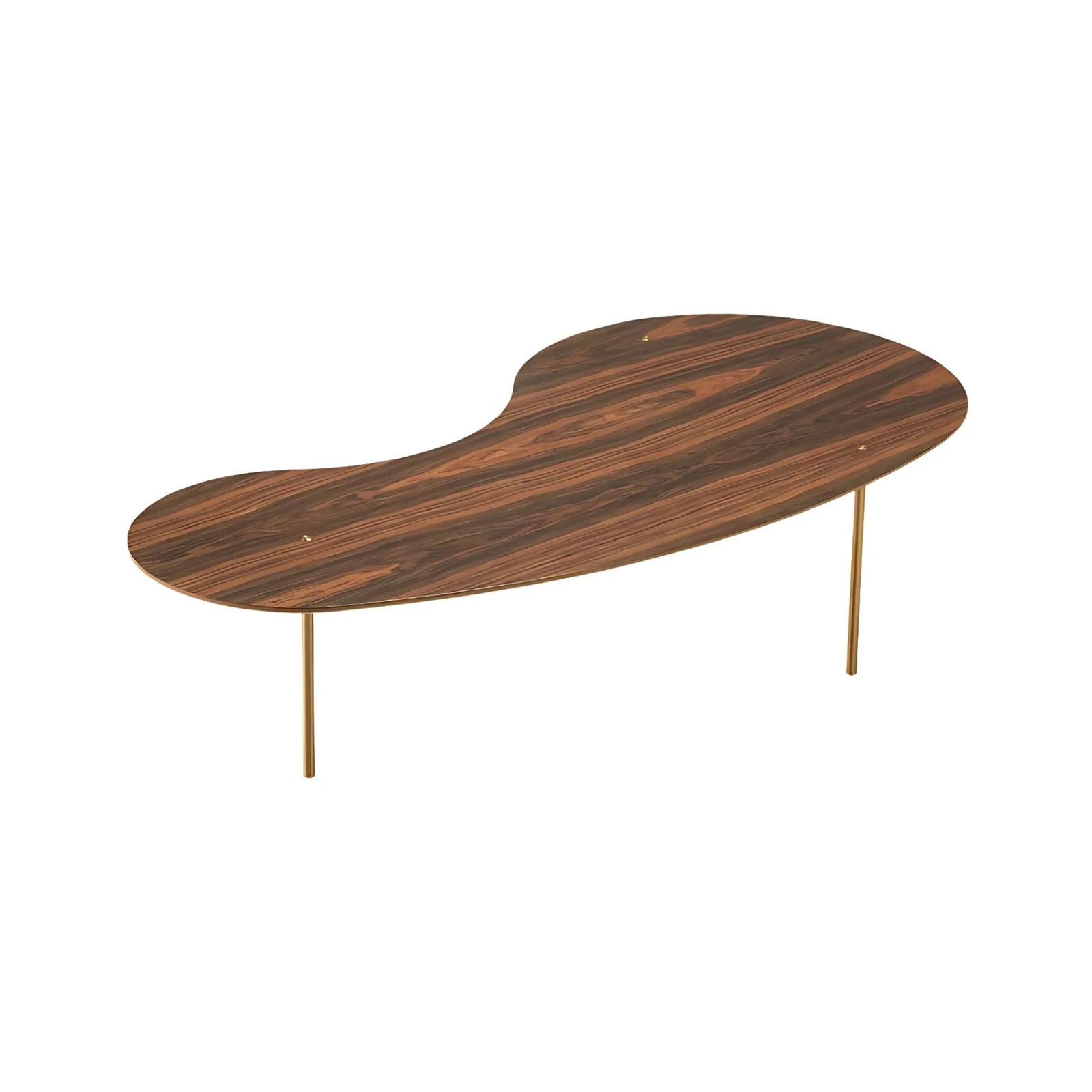 Mesa De Cento Pau Ferro 900 x 540 x A 340 mm Tampo Laminado Pés Dourado Tonalizado Meridiano Design Laguna