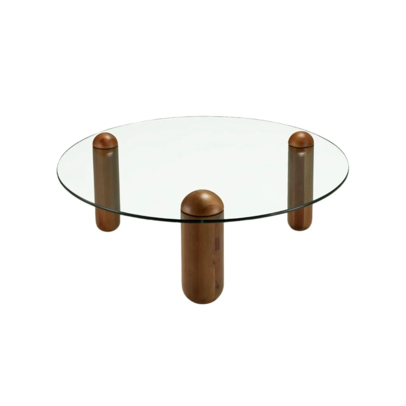 Mesa De Centro Acabamento Vidro Incolor 12 mm Pés Imbuia Suave 1000 x A 340 mm Meridiano Design Pill Glass