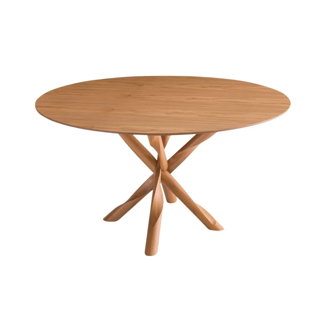 Mesa de Jantar Redonda Madeira Louro Freijó Pés Entrelaçados Ø 180 x 75 Gottems Trama