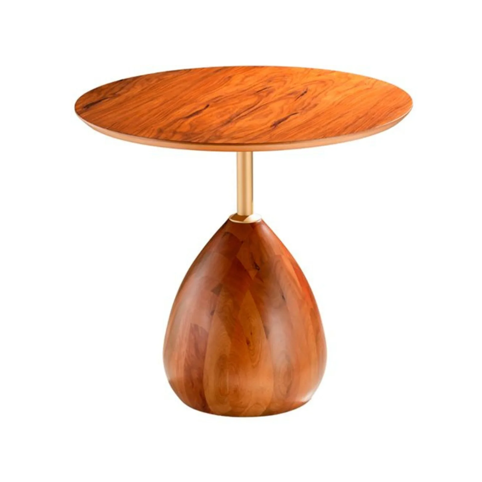 Mesa Lateral Imbuia Escura e Dourado Ouro Ø680 X A 600 mm Meridiano Design Ekko Maxxi