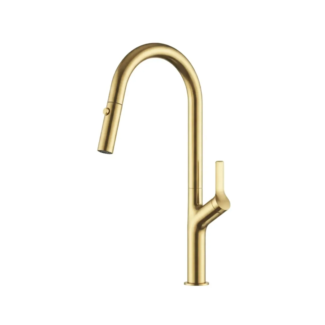 Monocomando de Cozinha Pull-Out Neora Brushed Gold Doka Kitchen