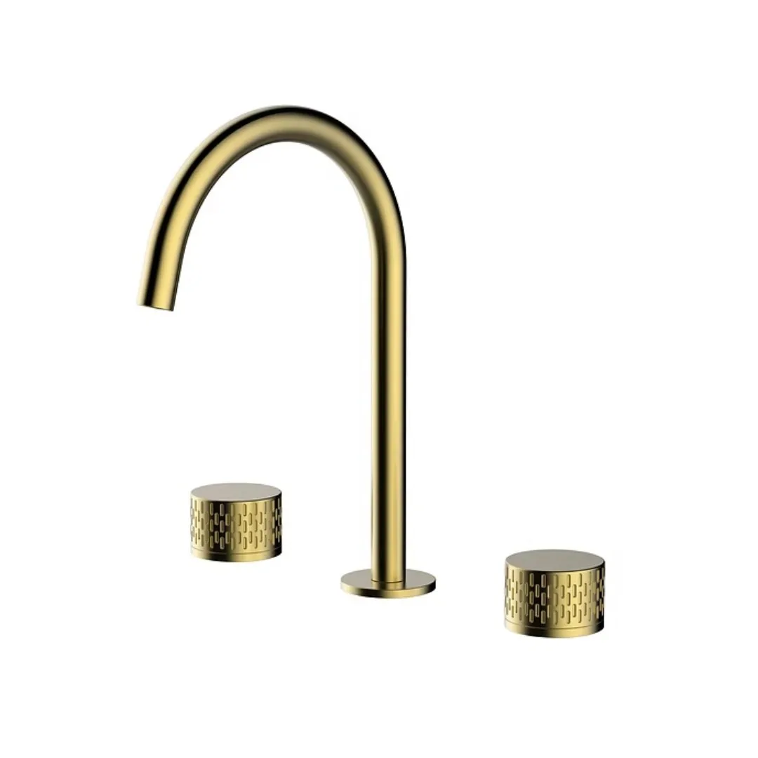 Misturador Duplo Comando Para Lavatório Ouro Escovado Lexxa Bagno Circolo LX1222oe