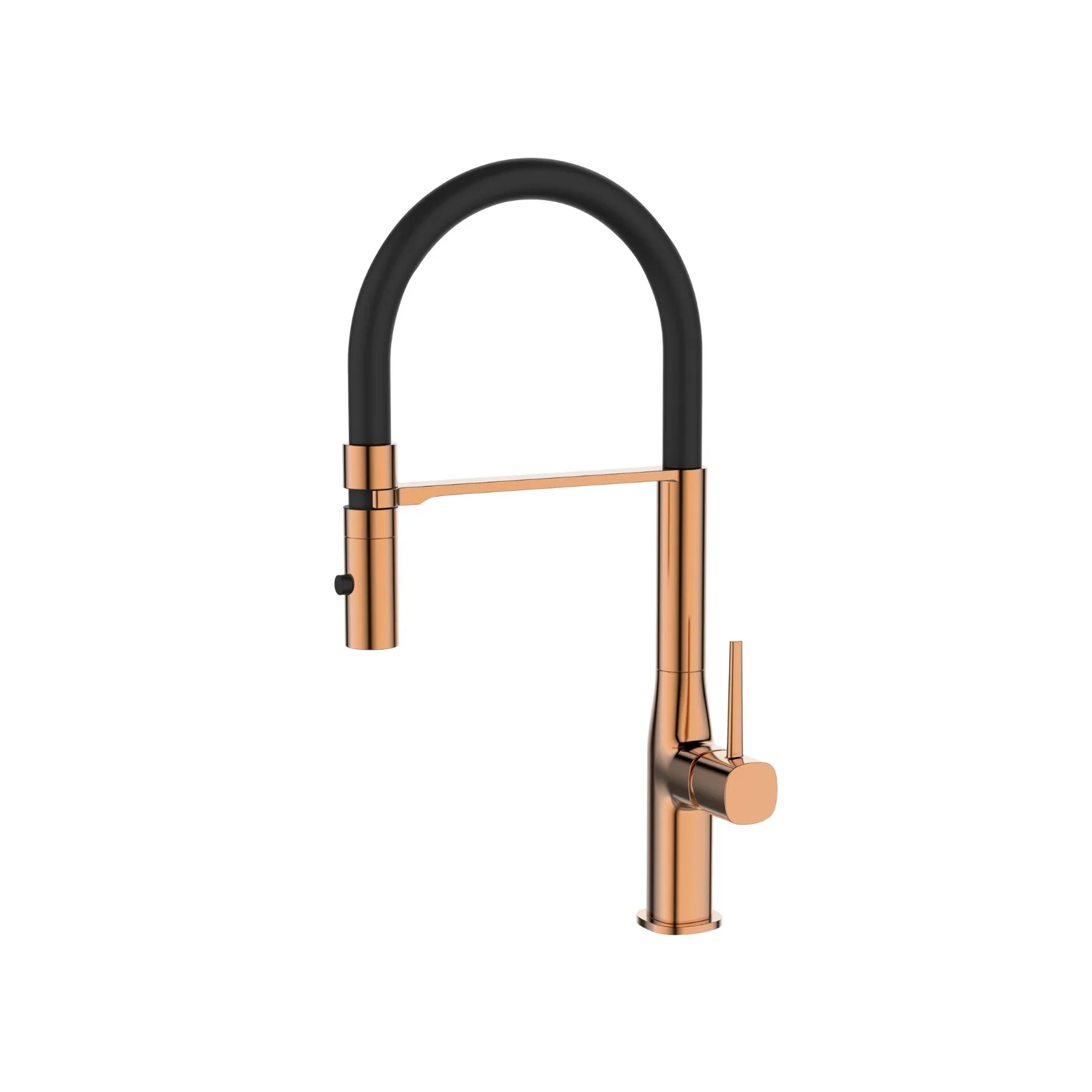 Monocomando De Bancada Para Cozinha Bica Flexível Suporte Com Imã Rose Gold Dax Thelon