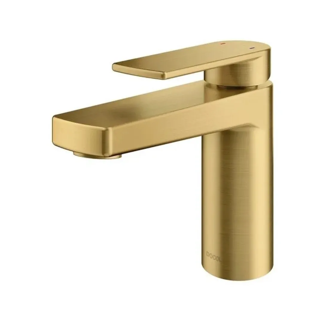 Monocomando Bica Baixa De Bancada Para Banheiro Ouro Escovado Docol Argon 1\2