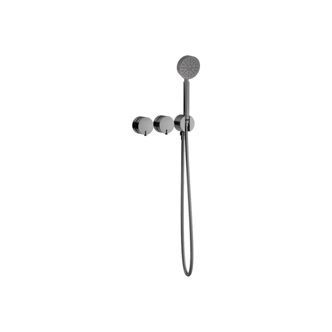 Acabamento Monocomando Para Chuveiro Ou Banheira Com Desviador E Ducha Manual Níquel Escovado Doka Quantum