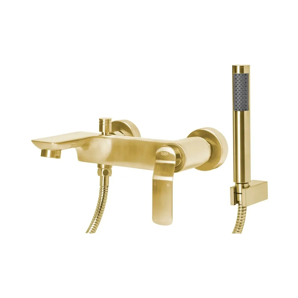 Monocomando de Parede com Ducha Manual para Banheira Brushed Gold Doka Rainbow