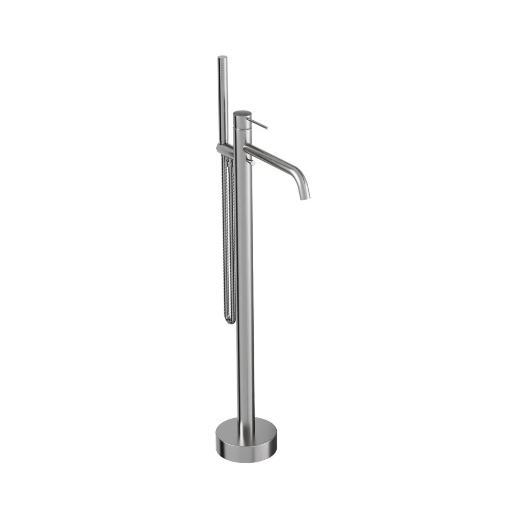 Monocomando De Piso Para Banheira Com Ducha Manual Doka Loop Brushed Nickel