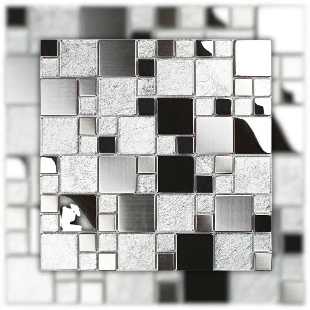 Pastilha Branca 29,8×29,8 (5 PÇ/CX) Glass Mosaic Metal "A"