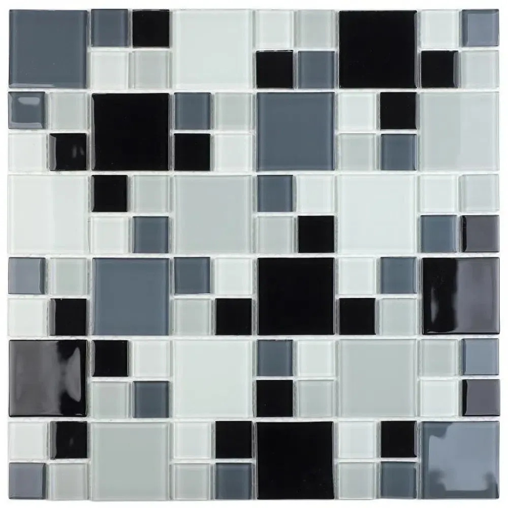 Pastilha Glass Mosaic 30x30 05 peças K2412 Branco/Cinza/Preto