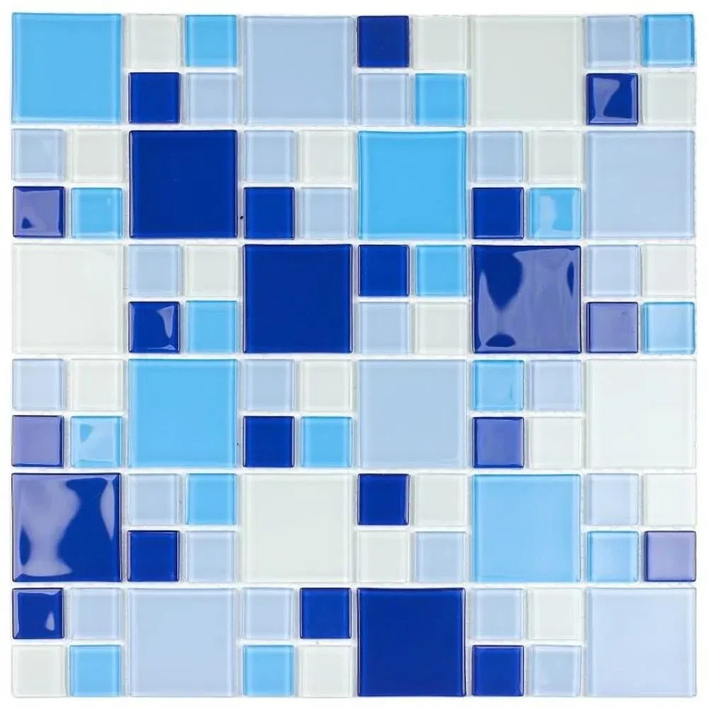 Pastilha Glass Mosaic 30x30 5 peças Branco/azul