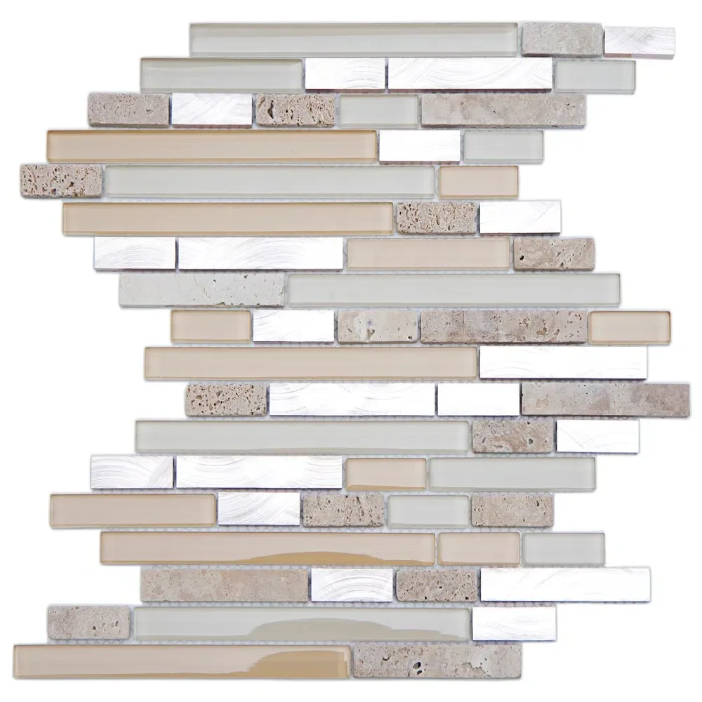 Pastilha Glass Mosaic 30x30,6 5 peças Gst04 Bege/Metal