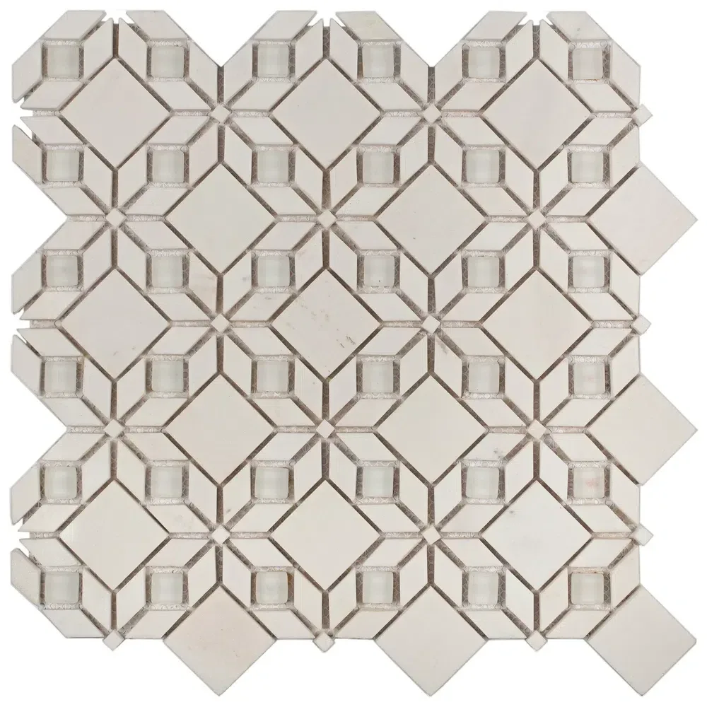 Pastilha Glass Mosaic 33x33 5 peças Mr43 Thassos/Vidro