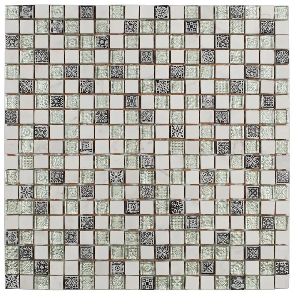 Pastilha Glass Mosaic 5 peça Branco 31x31