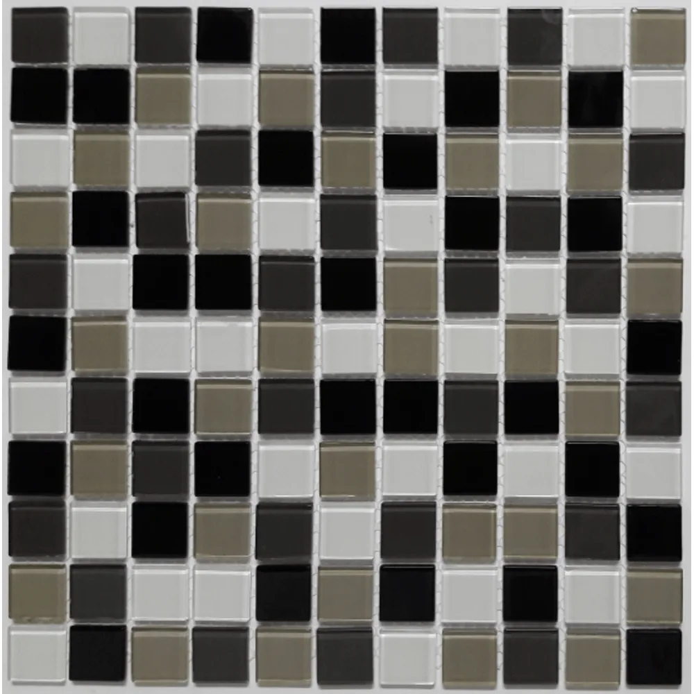 Pastilha Glassmosaic Cristal 30x30 A Cx05pç Mix2510 Preto/ Branco/cinza