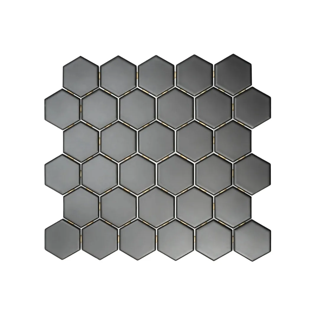 Pastilha Hexagonal Preto Acetinada 5x5 cm Atlas Esmaltada