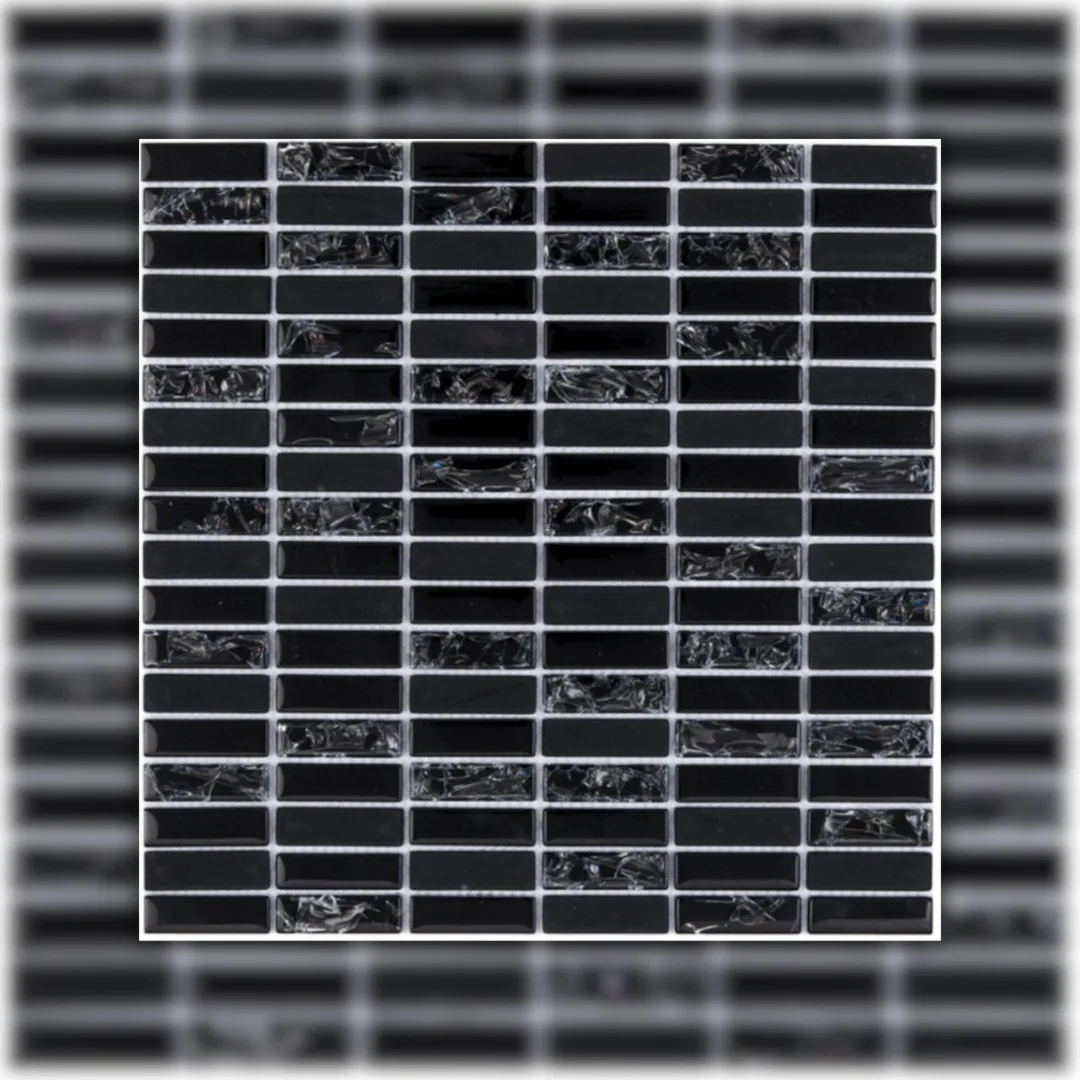 Pastilha Preta 30x30 (5 PÇ/CX) Glass Mosaic Strip "A"