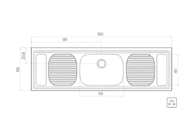 Pia de Apoio Para Cozinha 56 Plus em Aço Inox 180x55 Tramontina Filo