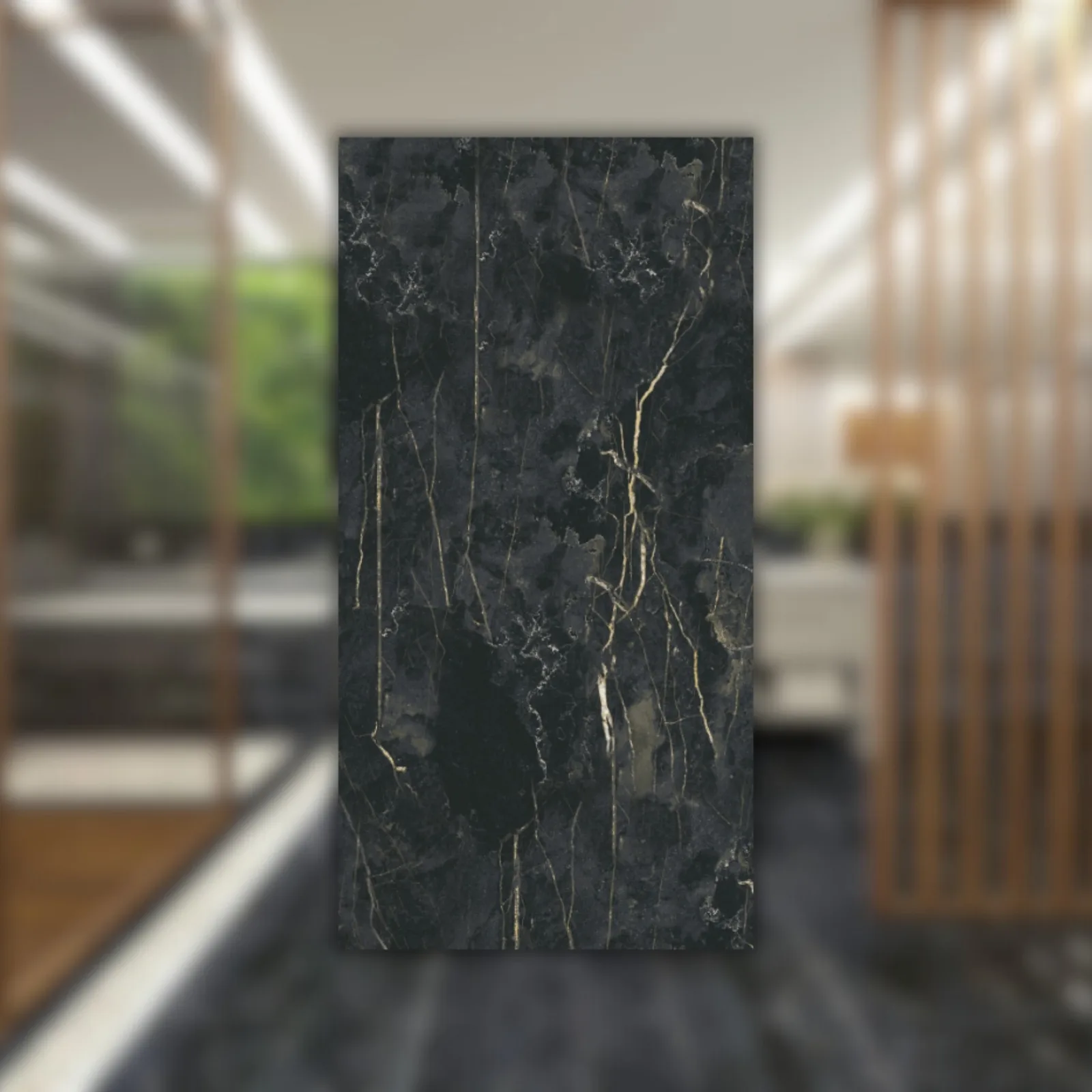 Porcelanato Preto Marmorizado Polido 62x121 Castelli Gran Castelo Arundel RET "A"
