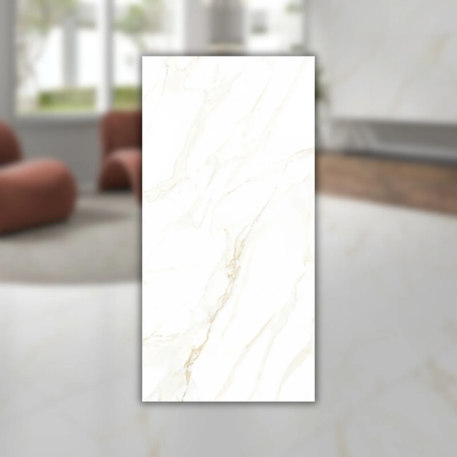 Porcelanato Branco Marmorizado Acetinado 62x121 Damme Calacata Supremo RET "A"