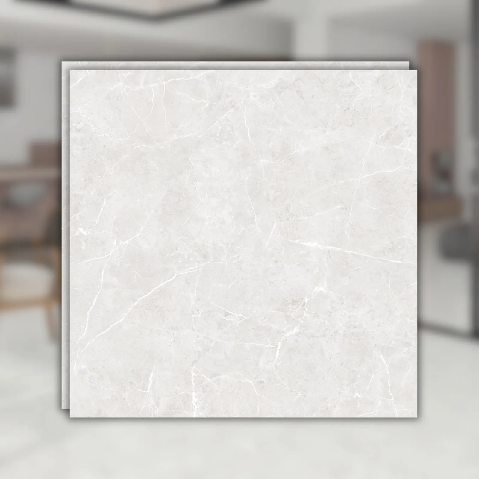 Porcelanato Branco Acetinado 83x83 Damme Magdal Ice RET "A"