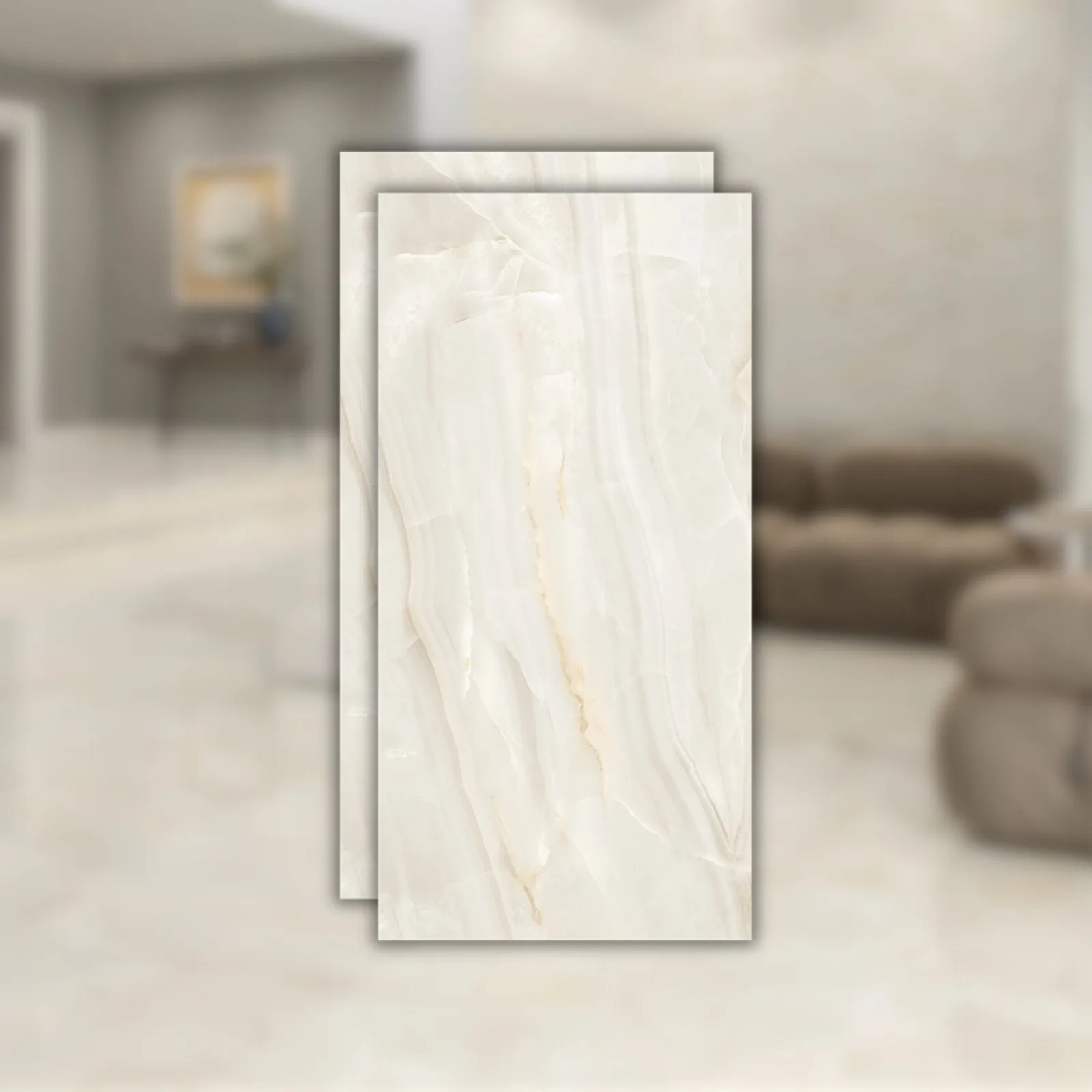 Porcelanato Marmorizado Branco Polido 61x120 Helena Concept Onix RET "A"
