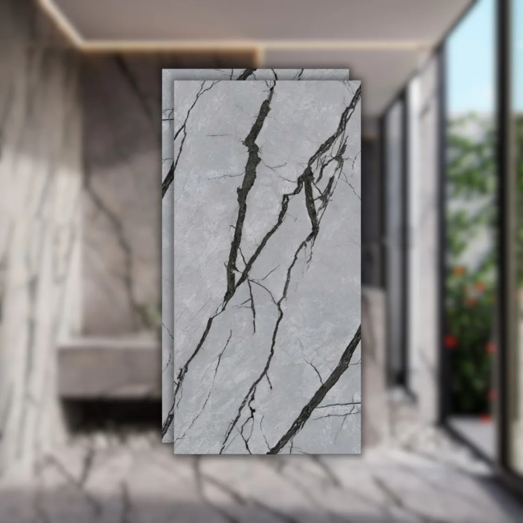 Porcelanato Marmorizado Cinza 62x121 Helena Eternal Black 3D RET "A"