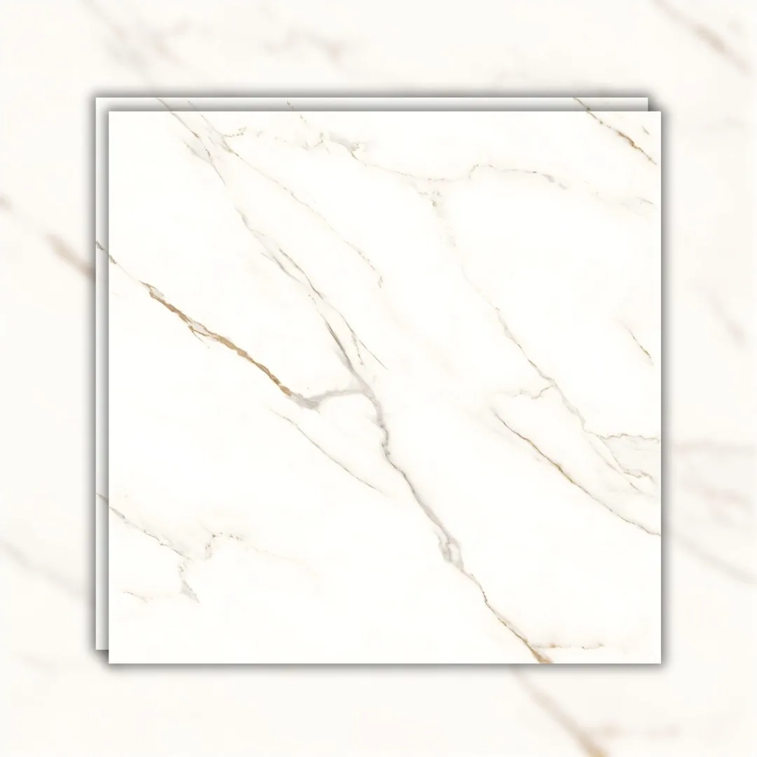 Porcelanato Branco Acetinado 83x83 Helena Fili Gold RET "A"