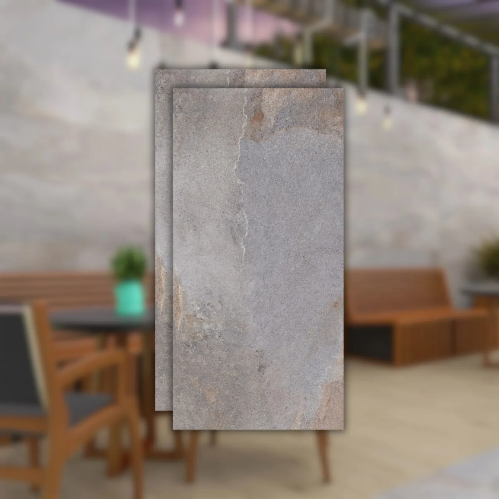 Porcelanato Cimento Acetinado Helena Vision Cinza 62x121 RET "A"