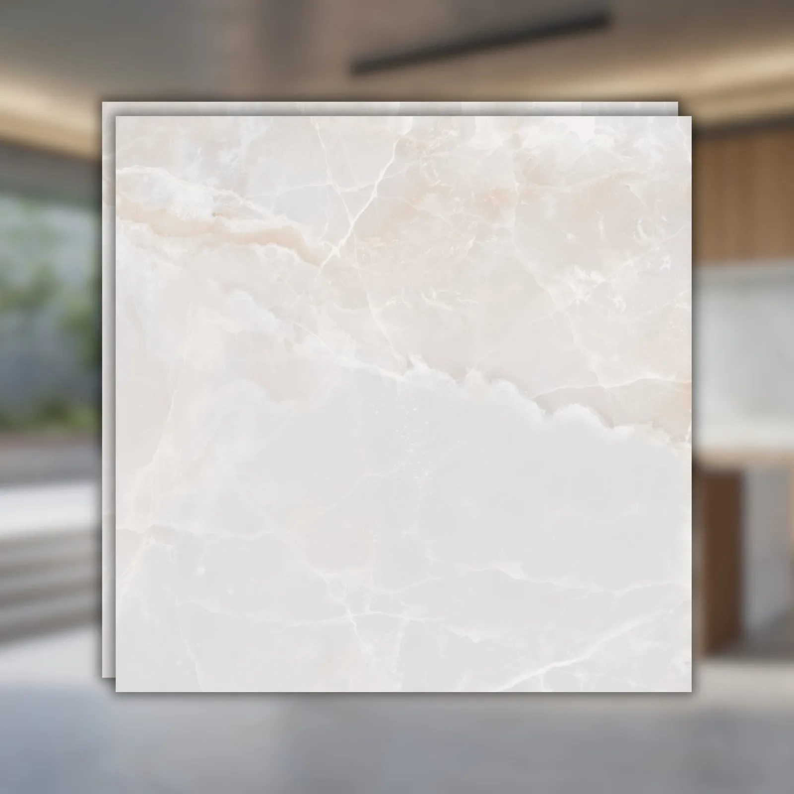 Porcelanato Bege Marmorizado Mate 90x90 Roca Athea Lm RET "A"