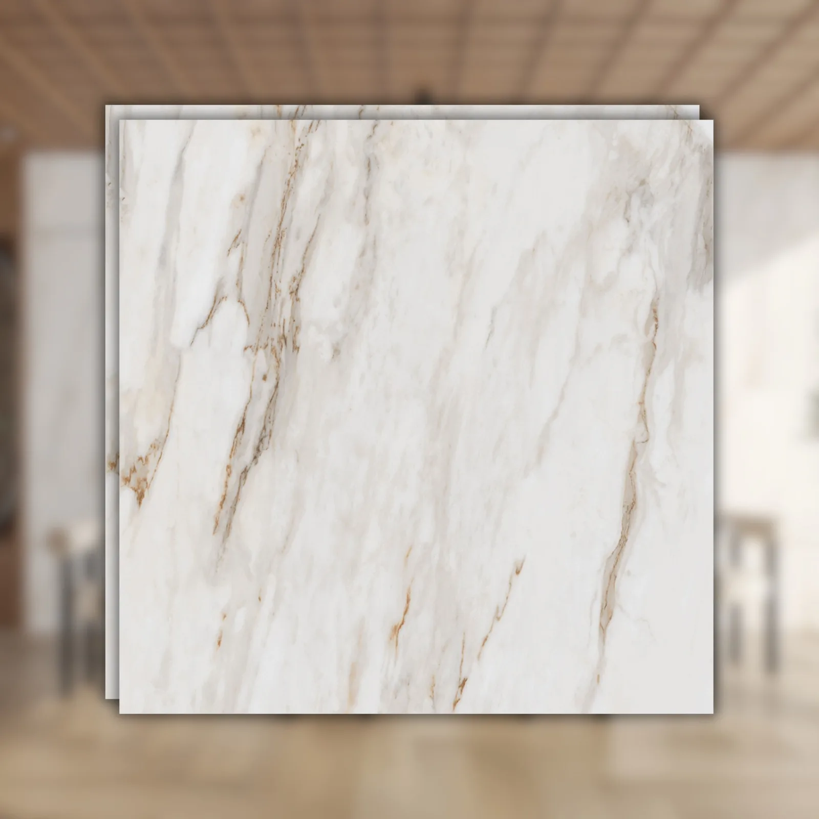 Porcelanato Branco Mate 90x90 Roca Calacata Gold Mt (7mm) RET "A"