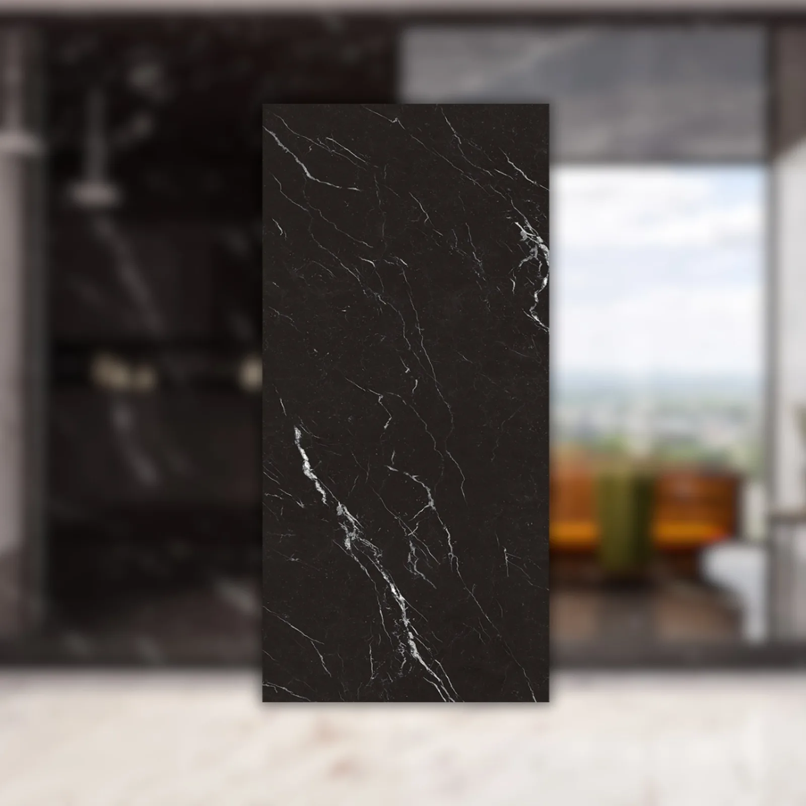 Porcelanato Preto Micro Crystal 120x250 Roca Nero Lm Marquina Mc RET "A"