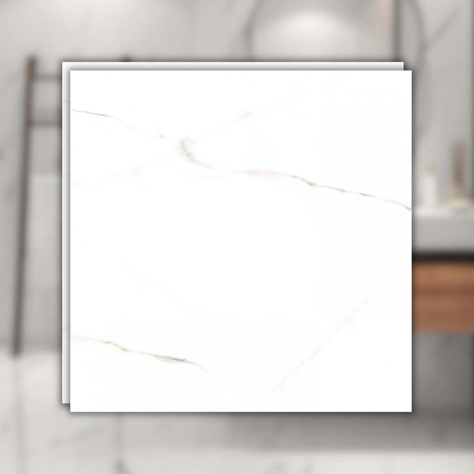 Porcelanato Branco Marmorizado Polido 71x71 Via Rosa Calacata Gold RET "A"