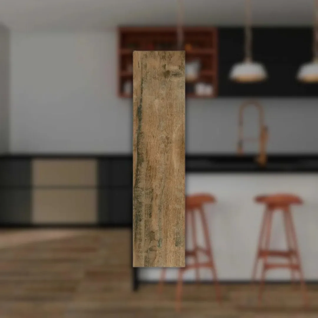 Porcelanato Marrom Amadeirado 29x120 Ceusa Demolição Rust RET "A"