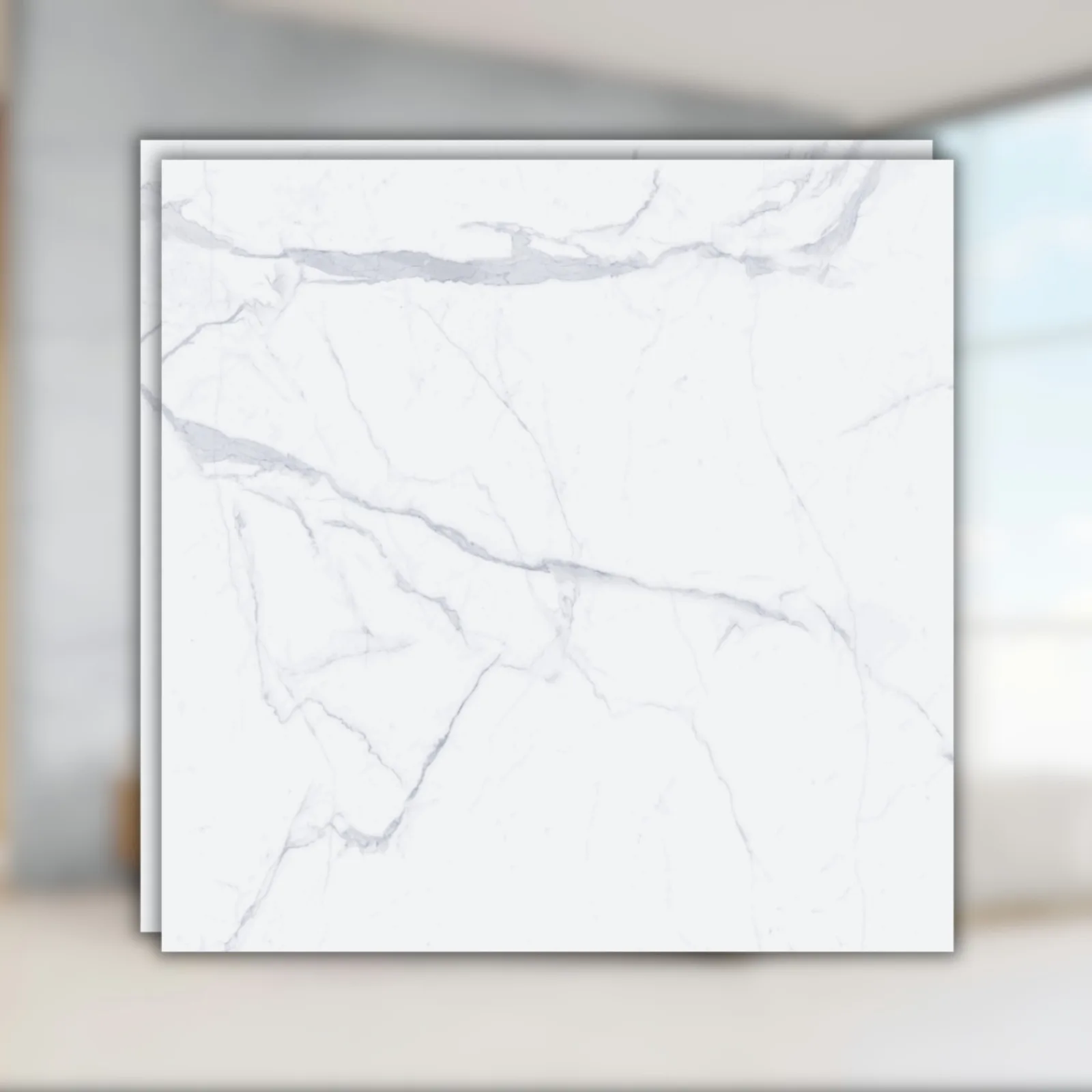 Porcelanato Branco Mármore Polido 71x71 Embramaco Max Carrara RET "A"