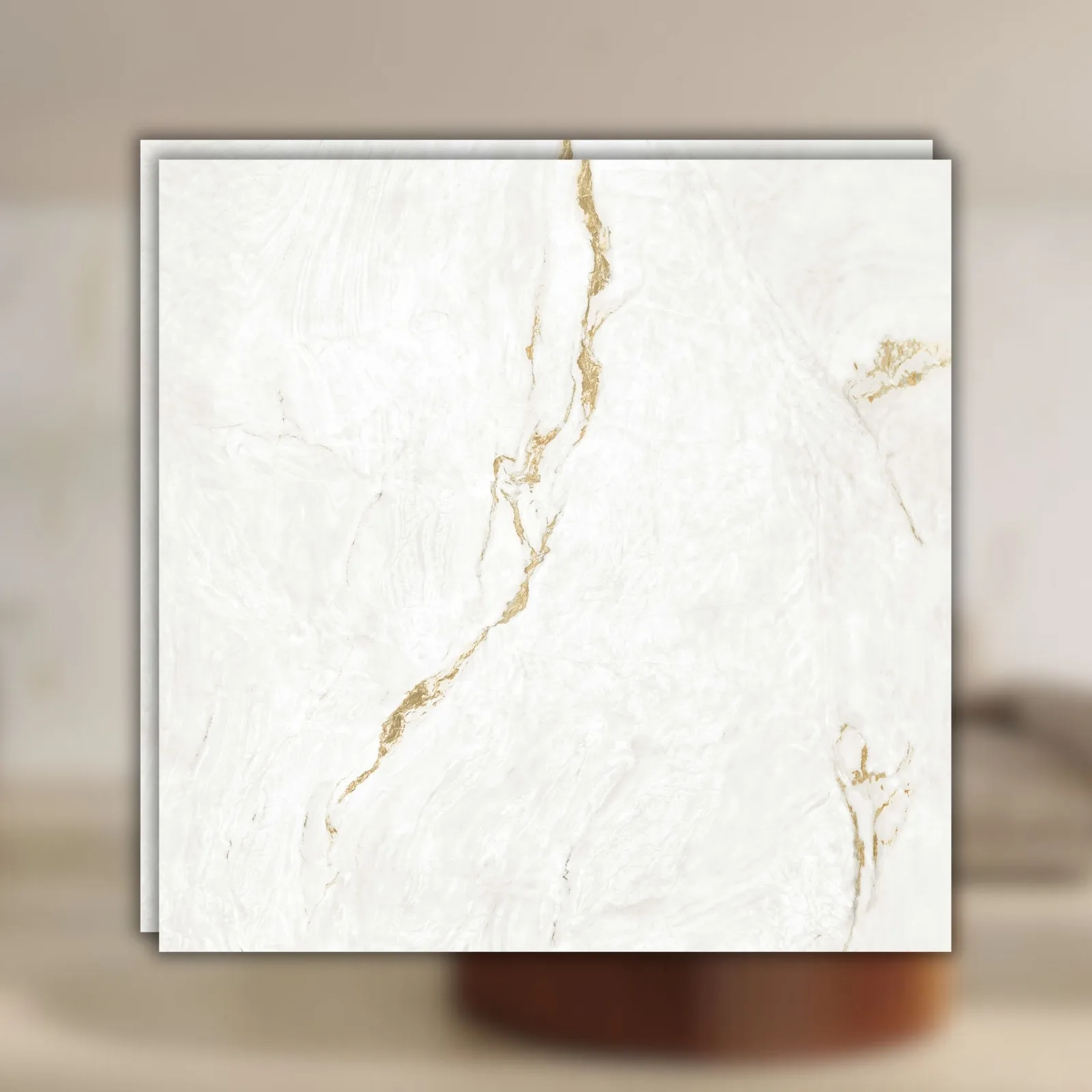 Porcelanato Branco Marmorizado Natural 120x120 Portinari Parana Gold Wh RET "A"
