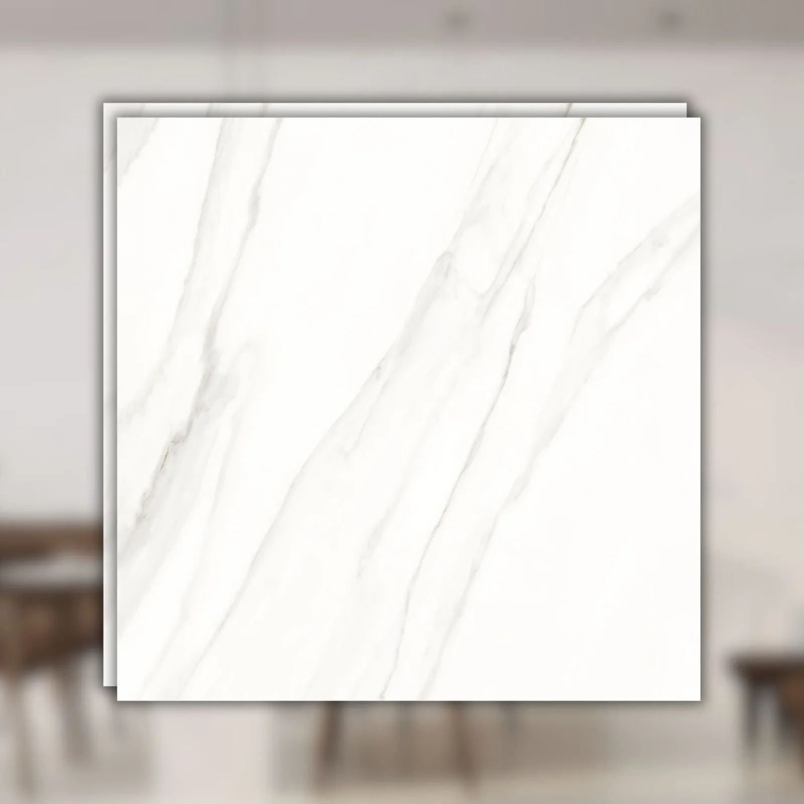 Porcelanato Branco Marmorizado Polido 120x120 Portinari Calacata Wh RET "A"