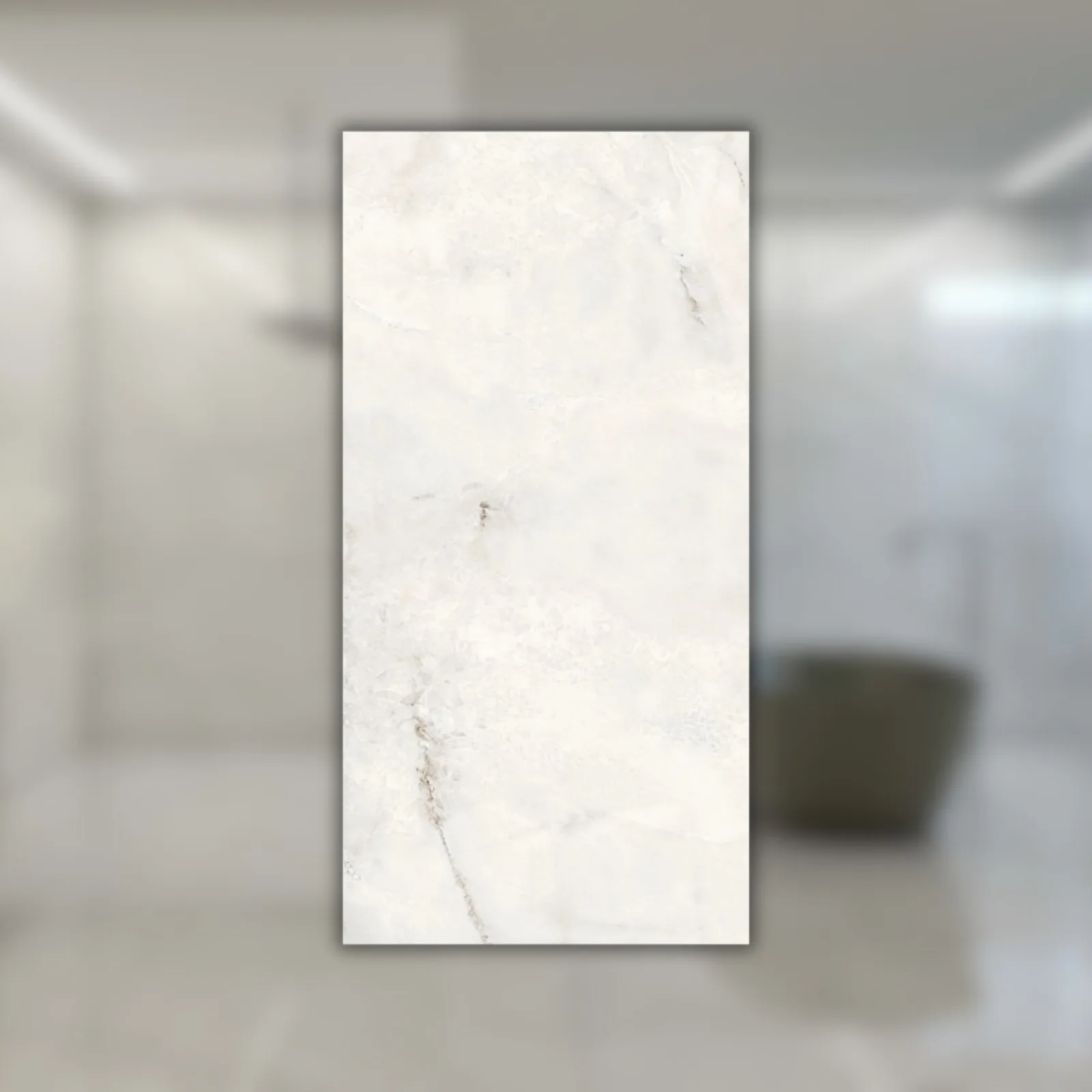 Porcelanato Branco Marmorizado Polido 62x121 Damme Onix Ice RET "A"