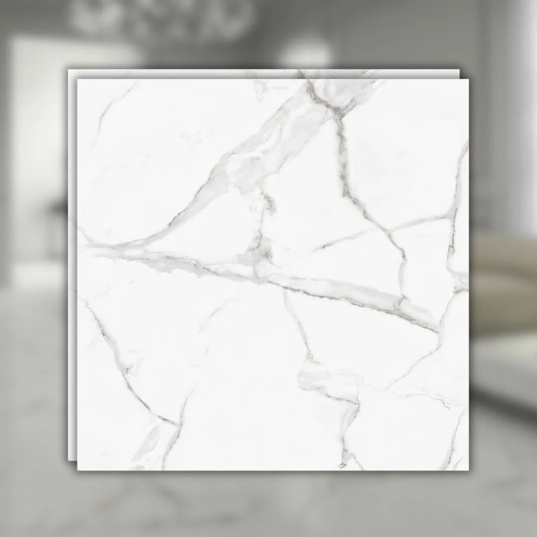 Porcelanato Branco Marmorizado Polido 82x82 Damme Calacata RET "A"