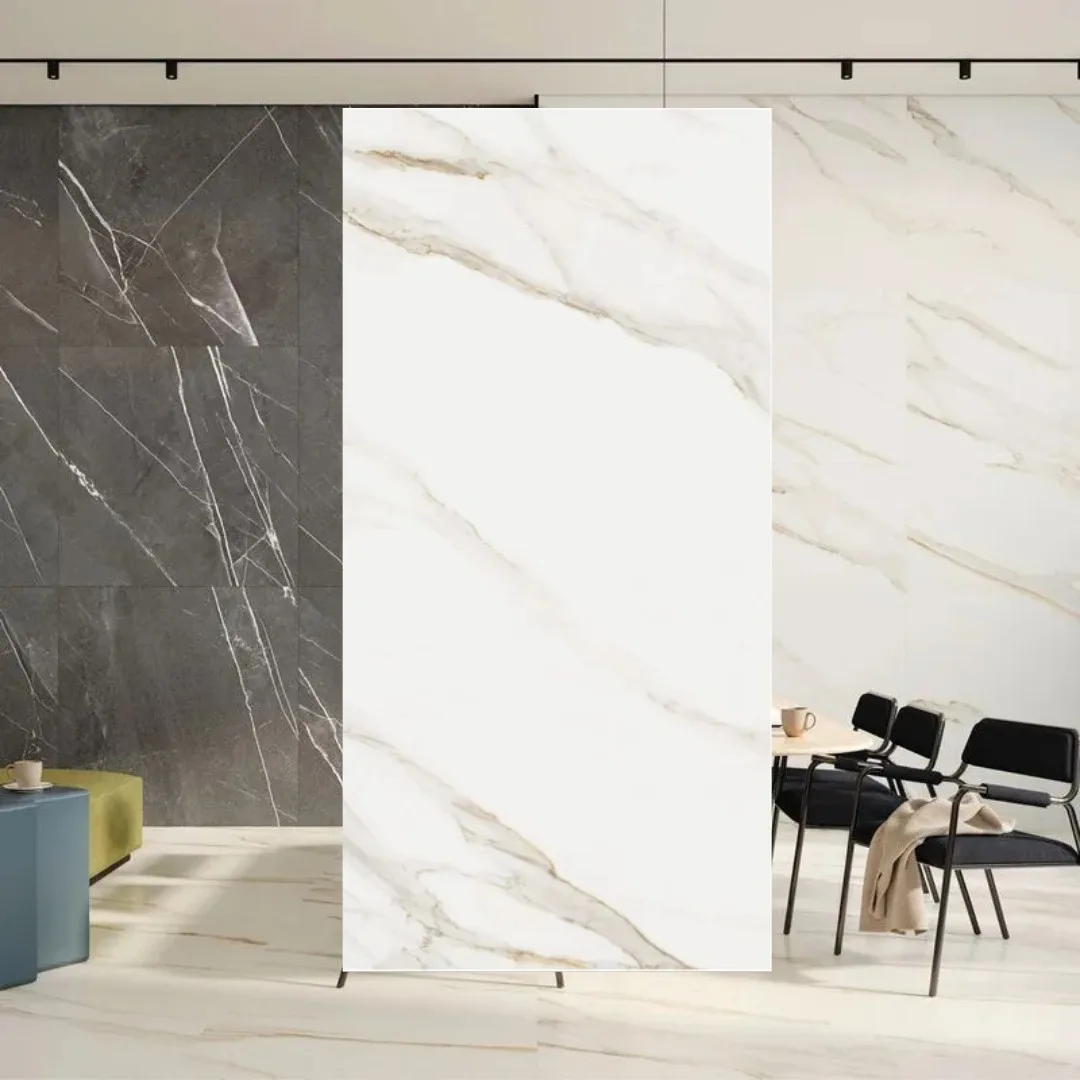Porcelanato Marmorizado Branco Natural Esmaltado Royal 90x180 Ceusa Calacata RET "A"