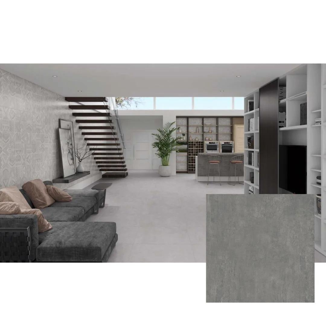 Porcelanato Cimento Polido 82x82 Damme Soho Grafite