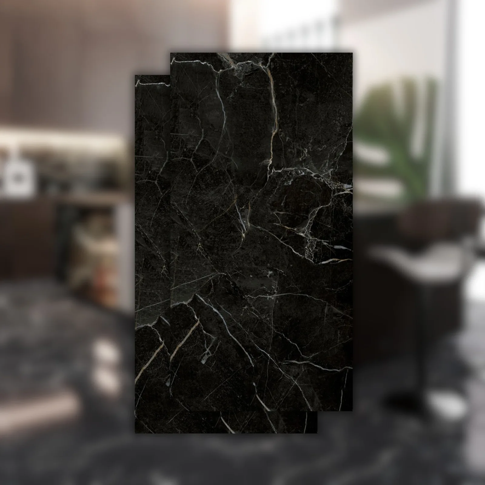 Porcelanato Cimento Roca LM Venato Black 60x120 "A" Micro Crystal