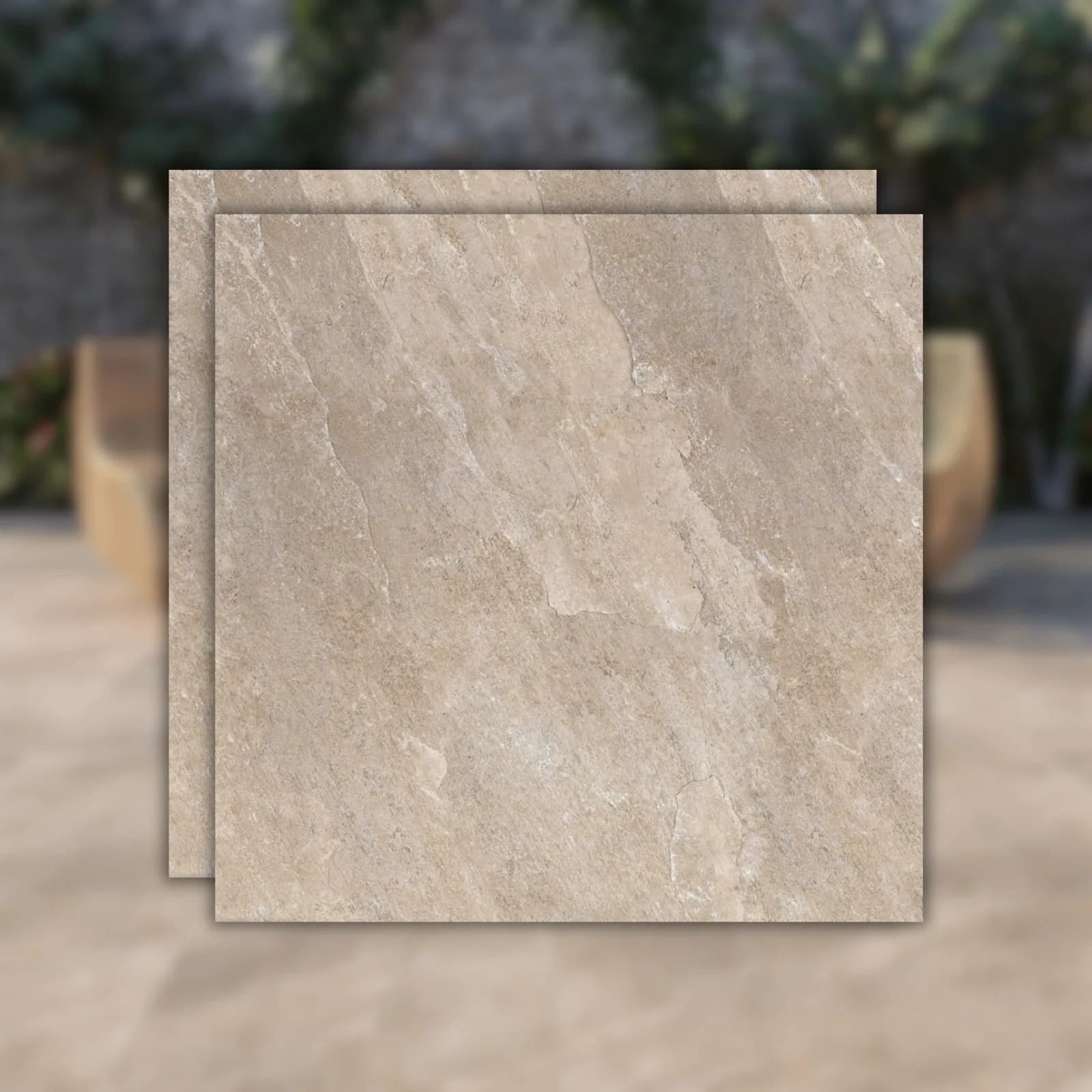Porcelanato Cinza Externo 72x72 Via Rosa Rustic Texas RET "A"