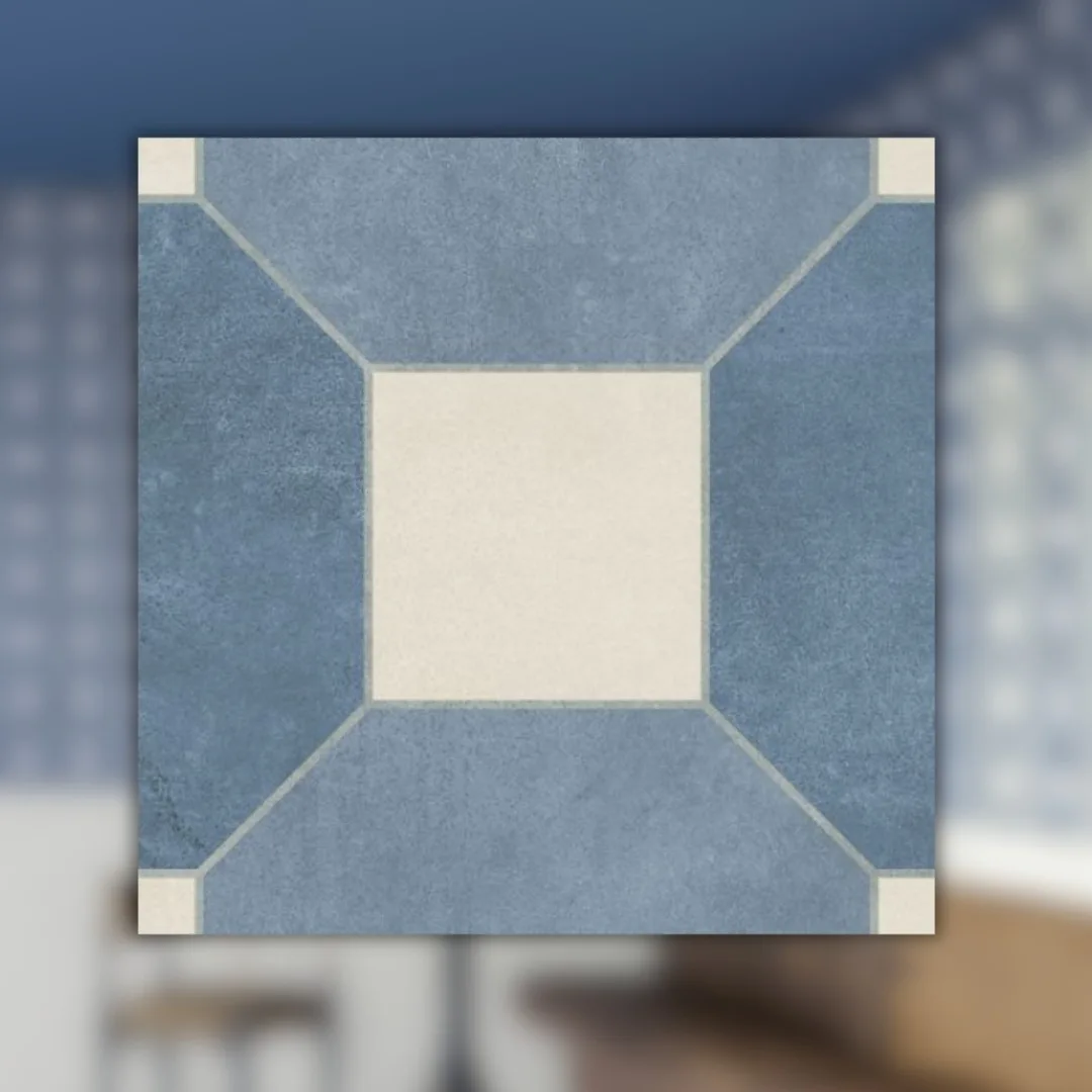 Porcelanato Decorativo Azul Natural 20x20 Ceusa Retrô Bl Bold "A"