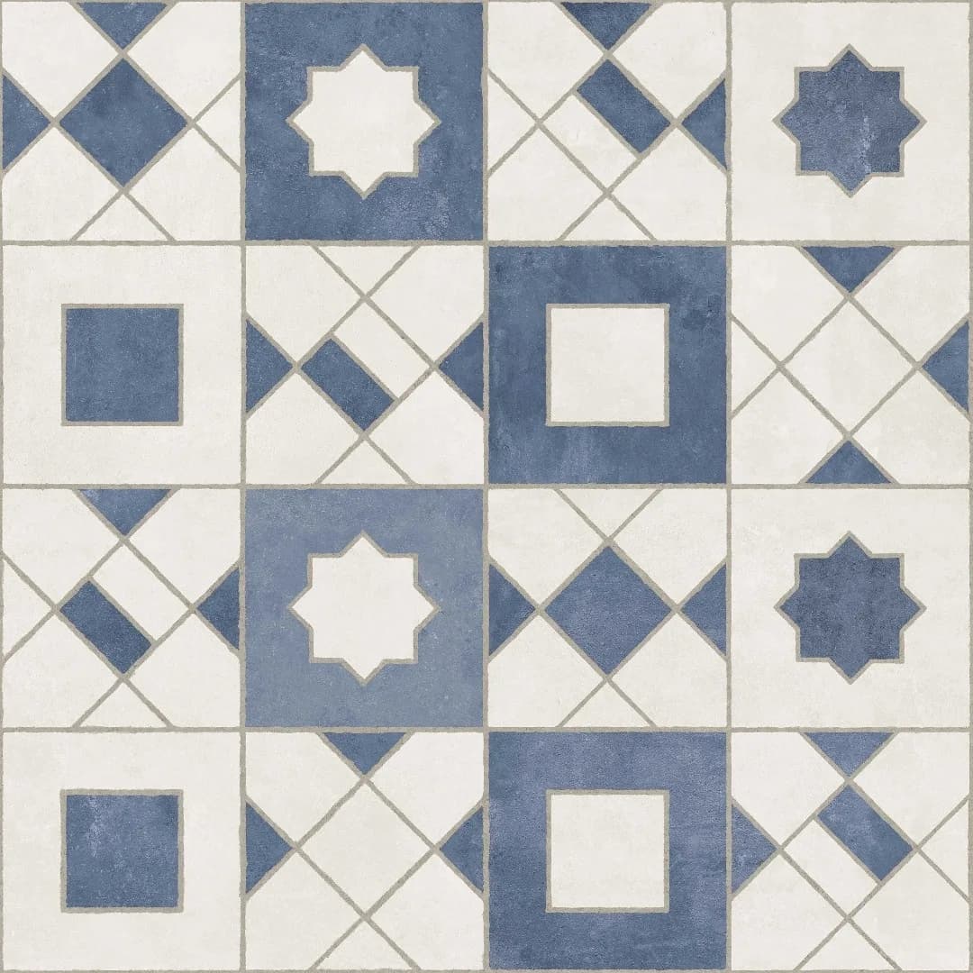 Porcelanato Decorativo Azul Hard 60x60 Ceusa Ladrilho Marroquino Bl RET "A"