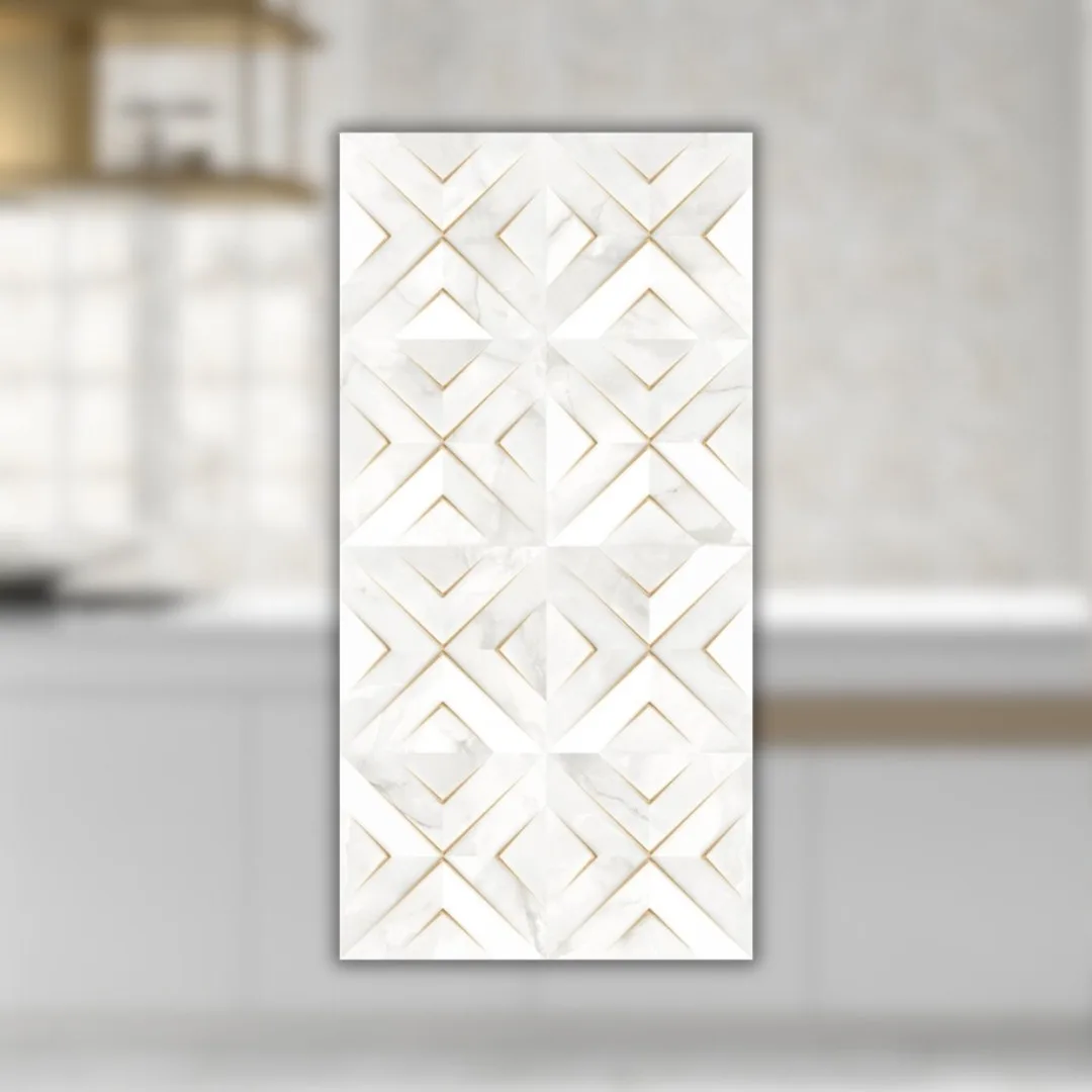 Porcelanato Decorativo Branco Polido 61x120 Helena Gran Sottile RET "A"