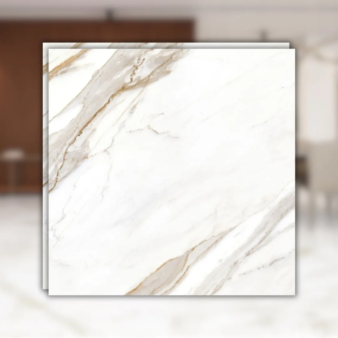 Porcelanato Marmorizado Branco Polido 82x82 Embramaco Calacata Plus Lux RET "A"