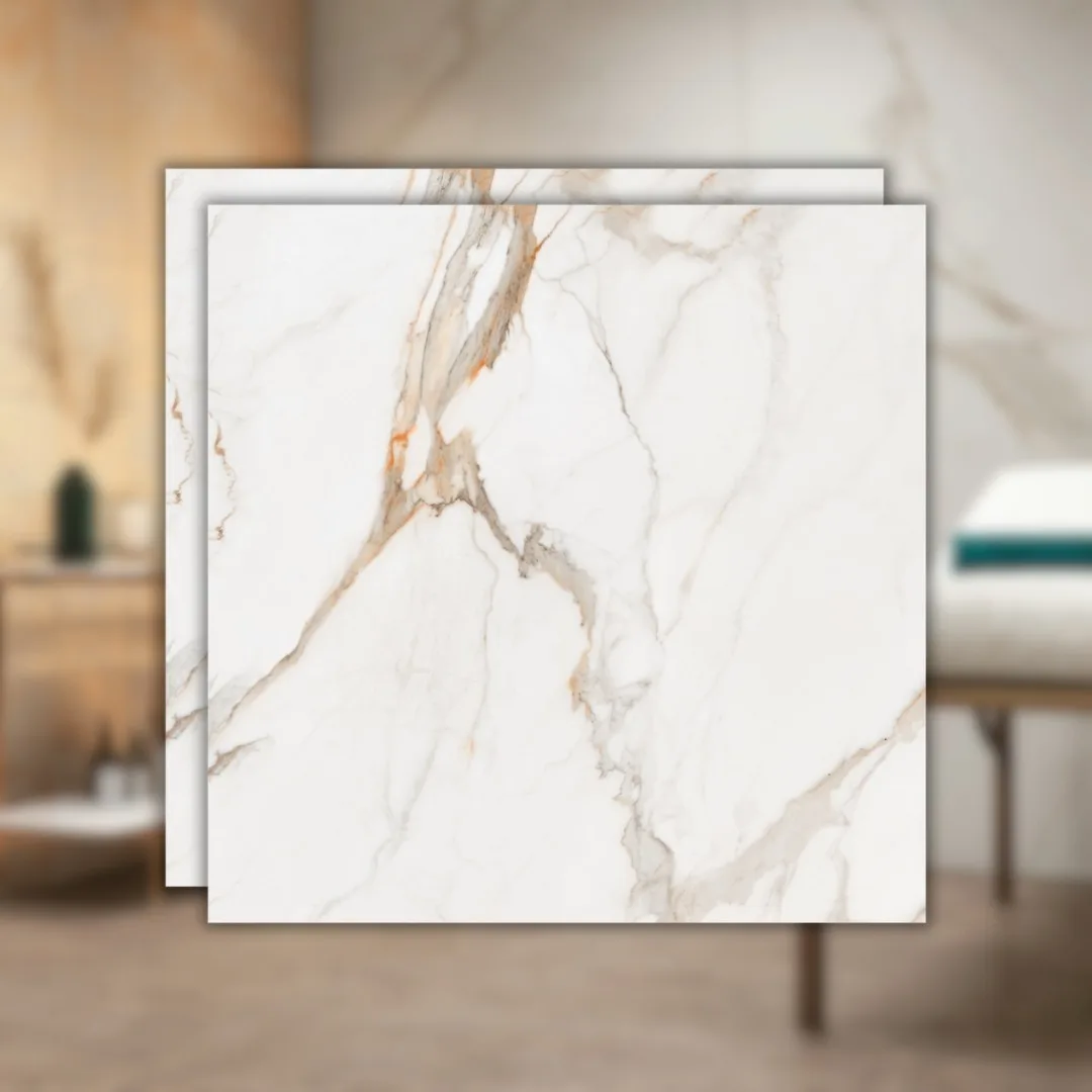 Porcelanato Marmorizado Branco Acetinado 120x120 Incepa Calacatta Oro RET "A"