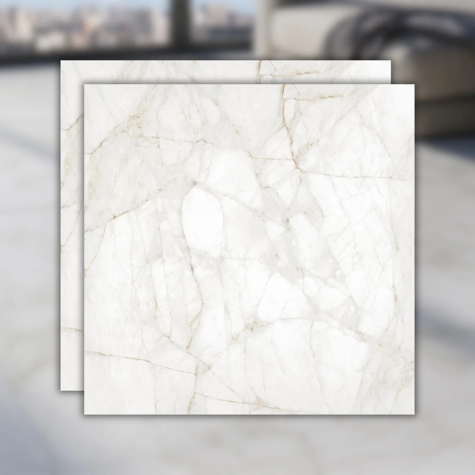 Porcelanato Marmorizado Branco Acetinado 90x90 Incepa Marmo Real LM "A"