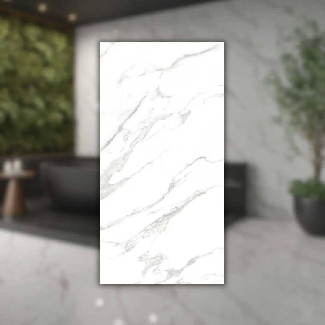 Porcelanato Marmorizado Branco Polido 61x120 Helena Caravaggio RET "A"