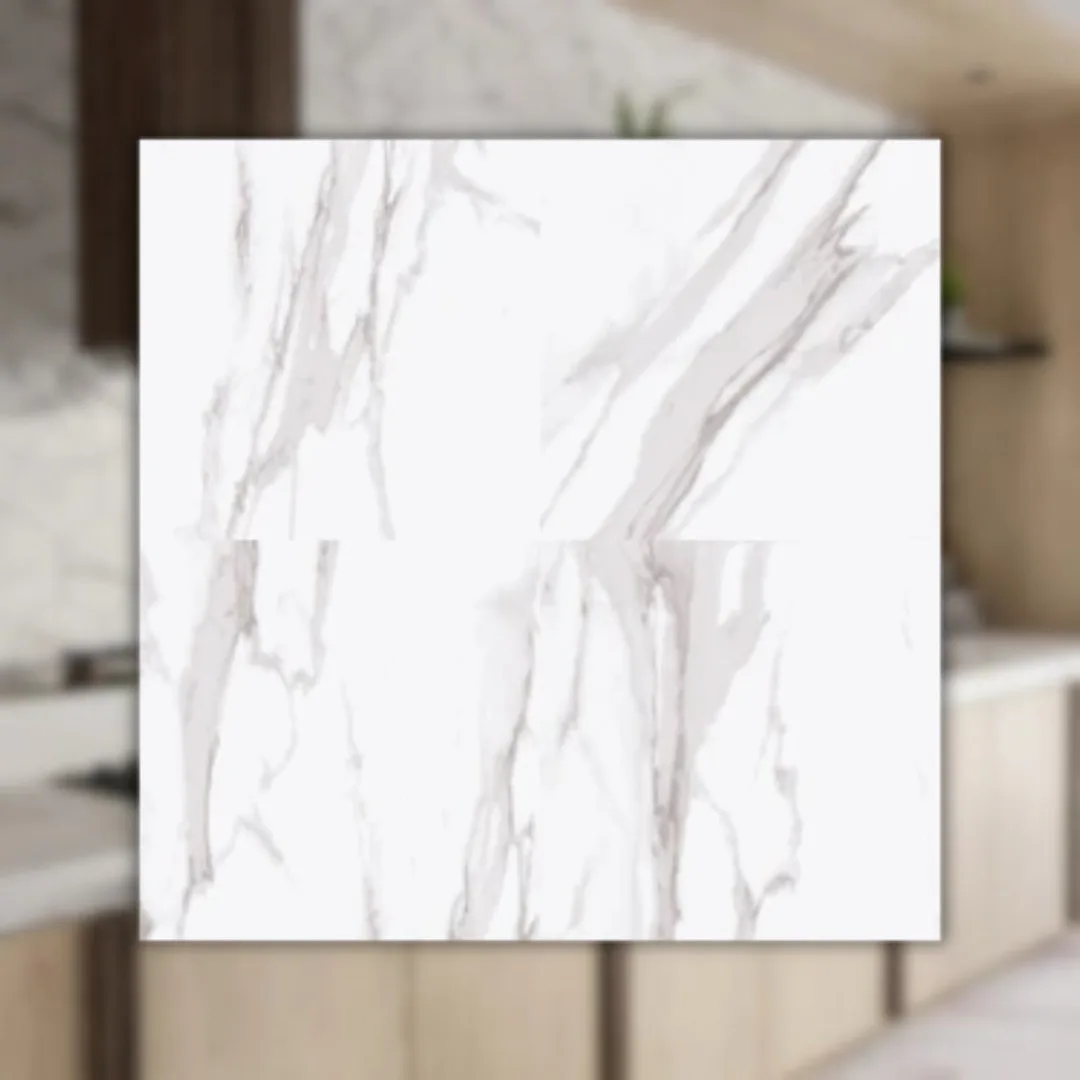 Porcelanato Marmorizado Branco Polido Roca Calacata Light 90x90 RET "A"
